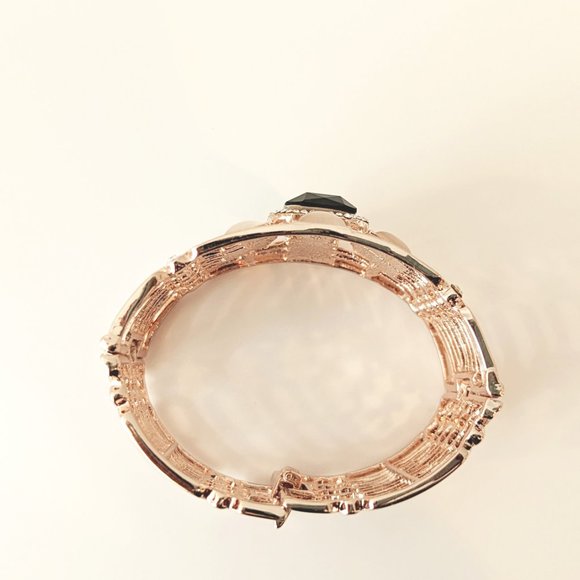 Rose Gold Plated Dark Green Crystal Statement Bracelet - Picture 4 of 5